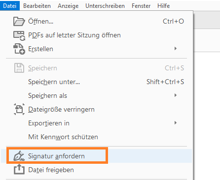 Signaturen anfragen Signaturen anfragen