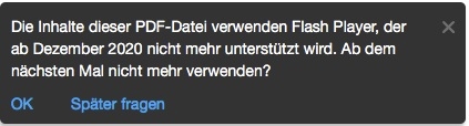 Warnmeldung, dass Flash deaktiviert ist Warnmeldung, dass Flash deaktiviert ist