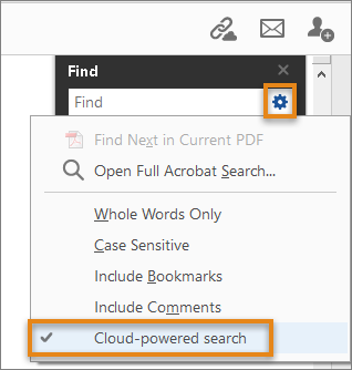 Einstellungen zum Aktivieren der Cloud-basierten Suche Einstellungen zum Aktivieren der Cloud-basierten Suche