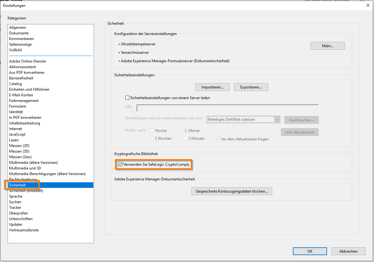 Deaktivieren von SafeLogic CryptoComply