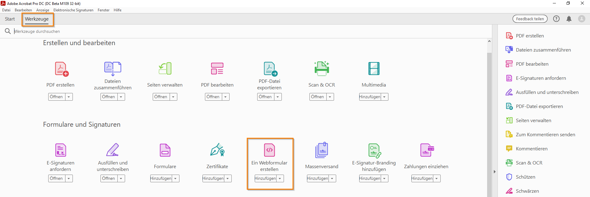 Erstellen eines Webformulars
