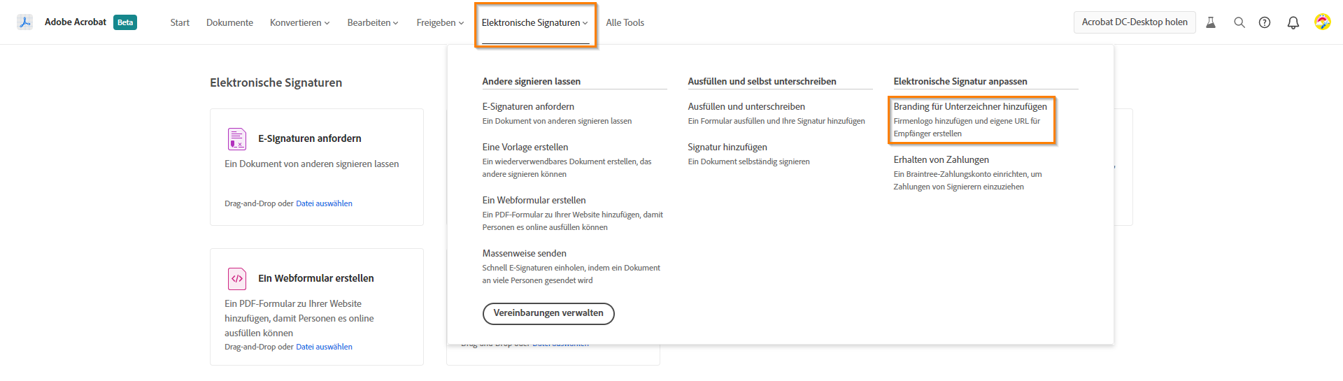 Branding hinzufügen