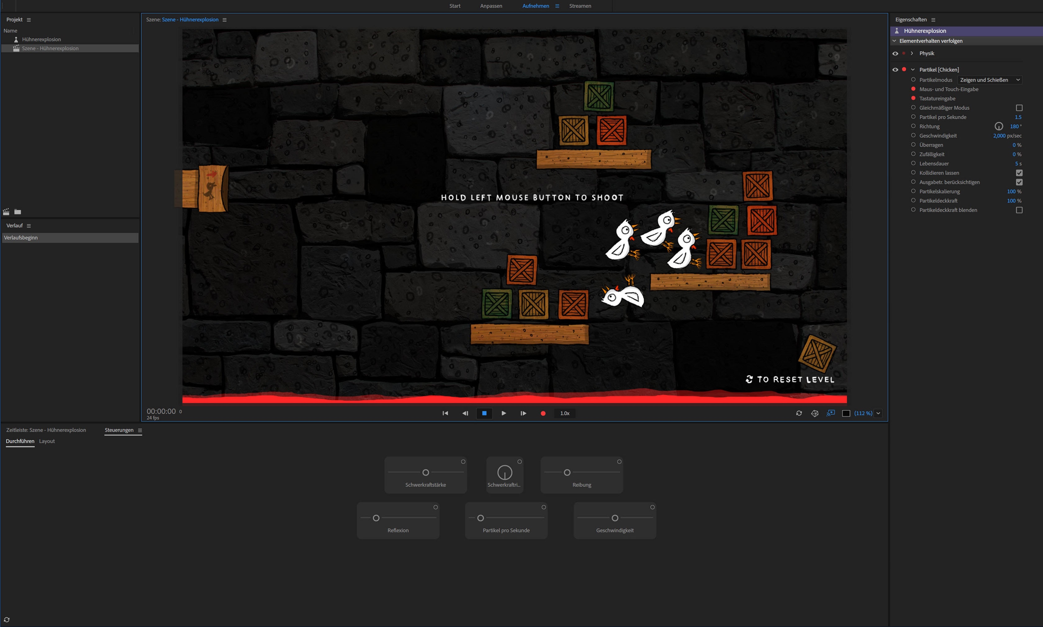 Projekt, bei dem Partikel kollidieren