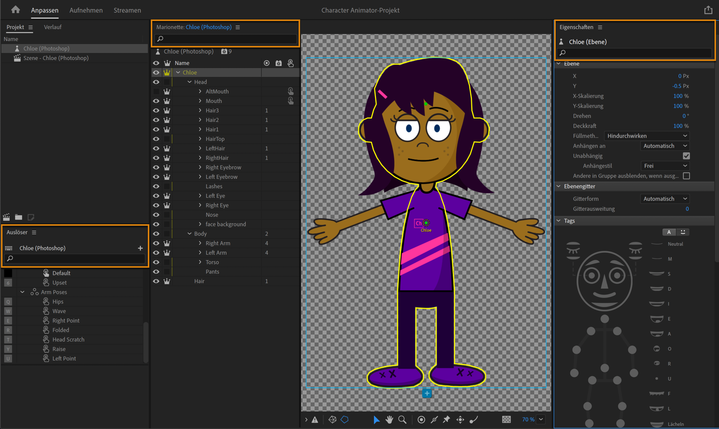 Feld „Suchfilter“ im Auslöser-, Marionetten- und Eigenschaftenfenster