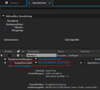 Verwenden des GoPro CineForm-Codecs in After Effects