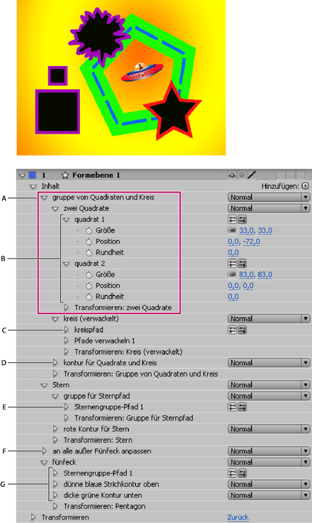 Gruppen und Renderreihenfolge für Formen und Formenattribute Gruppen und Renderreihenfolge für Formen und Formenattribute