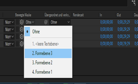 In der Dropdown-Liste „Ebenenliste“ können Sie auswählen, welche Ebene Sie als Spurmaske verwenden.