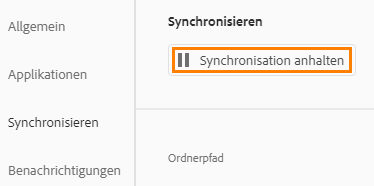 Synchronisieren Klicken Sie in der Seitenleiste auf „Synchronisieren“