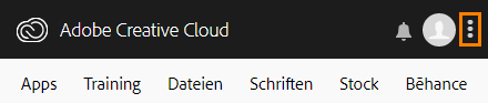 Creative Cloud Desktop-Applikation (alte Version) Drei Punkte in der Creative Cloud Desktop-Applikation (alte Version)