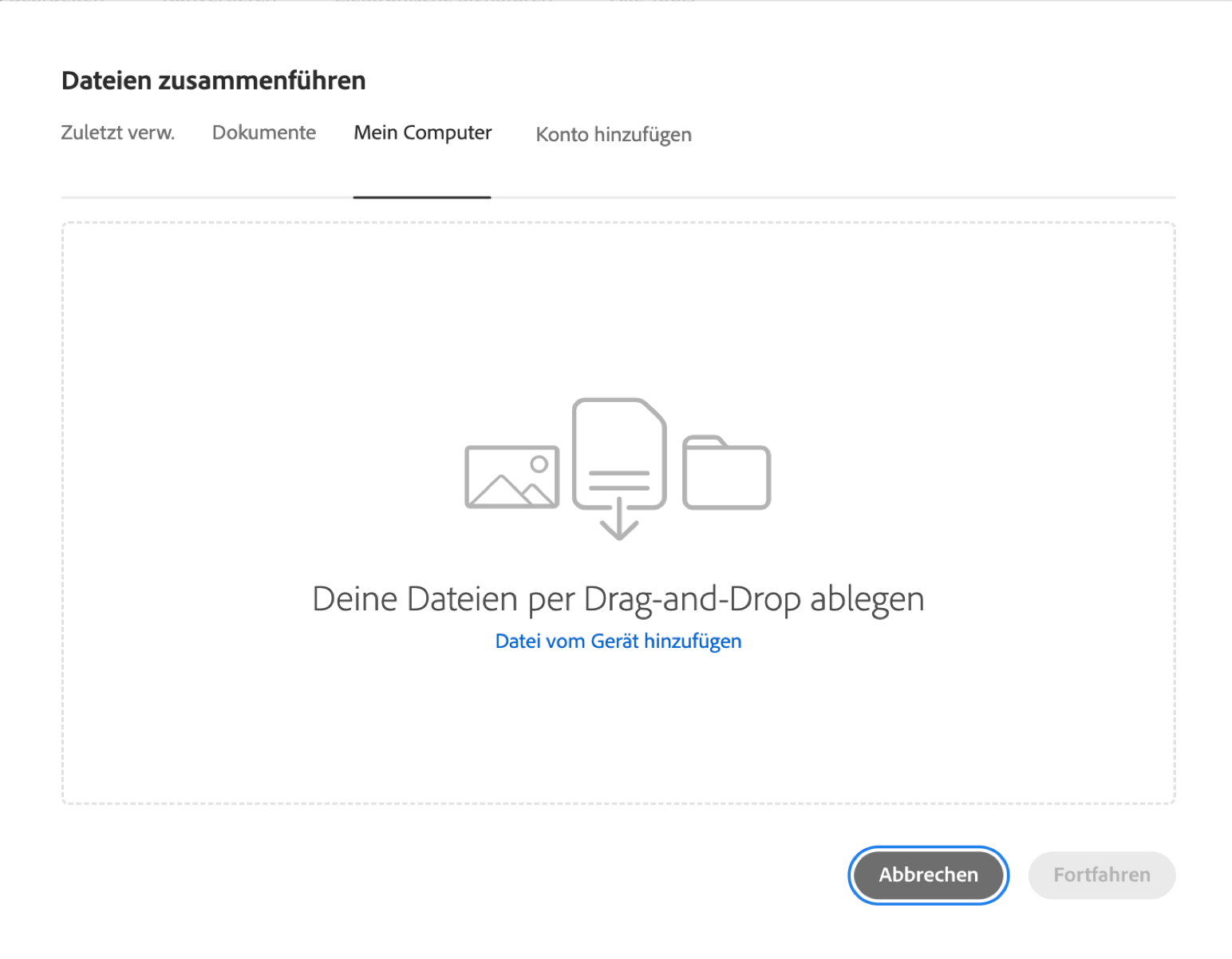 Mehrere Dateien online in einer PDF zusammenführen