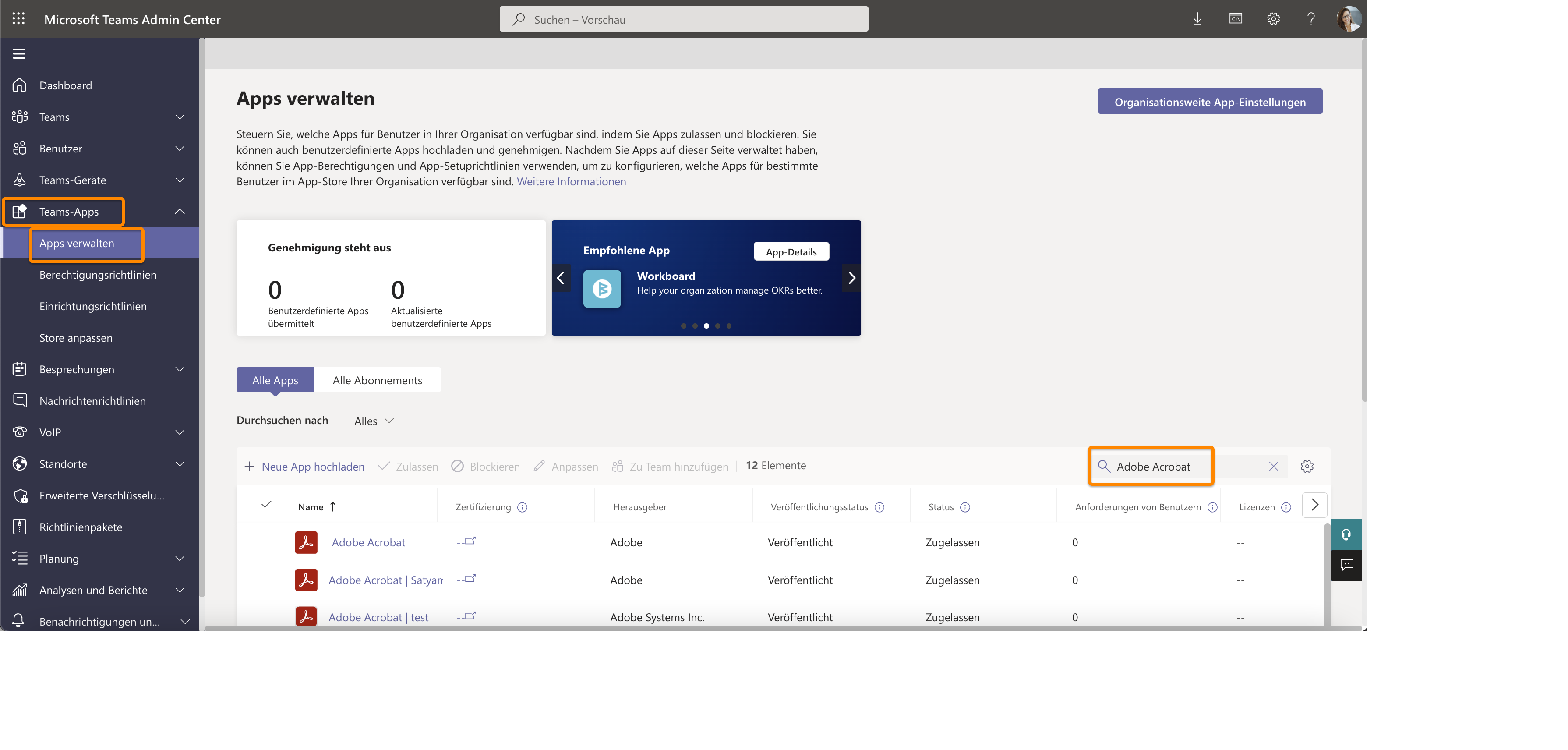 Konfiguriere Adobe Acrobat als StandardPDFViewer in Microsoft Teams.