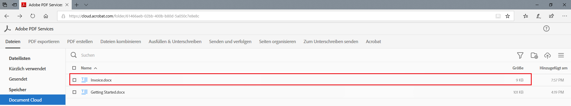 Verwenden Von Adobe Export PDF