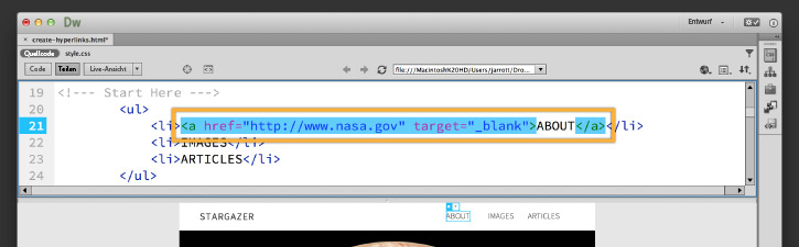 Hyperlinks In Html Erstellen Um Web Seiten In Dreamweaver Zu Verknupfen Adobe Dreamweaver Tutorials