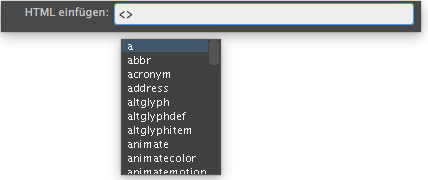 Der Quick Tag Editor im HTML-Einfügemodus Der Quick Tag Editor im HTML-Einfügemodus