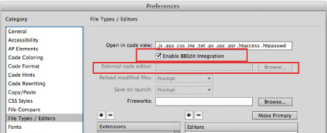Voreinstellungen (Mac) – vor Dreamweaver CC