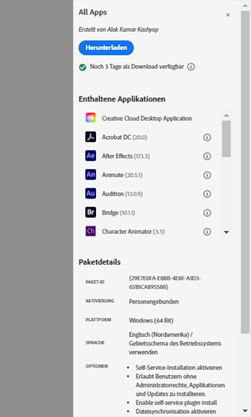 Adobe-Vorlagen für Pakete