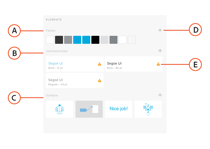 elemente und komponenten mithilfe des bedienfelds elemente in adobe xd verwalten
