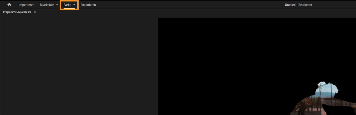 Farbmodus ausgewählt in der oberen Leiste mit angezeigtem Bedienfeld „Farbwerkzeuge“ und Clip-Raster.