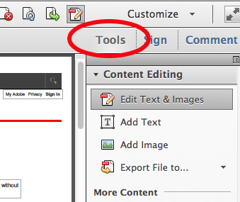 add text box editor to toolbar acrobat pro