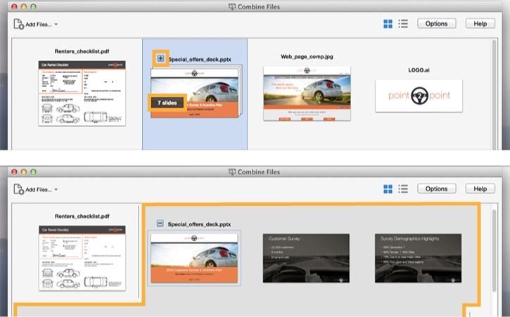 how do you combine two adobe files into one in adobe reader for mac
