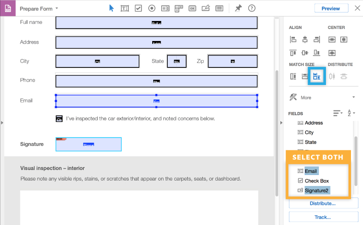 create pdf form signature field