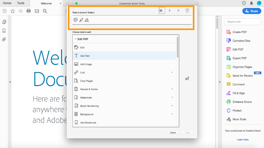 Learn how to customize your toolbar | Adobe Acrobat DC tutorials