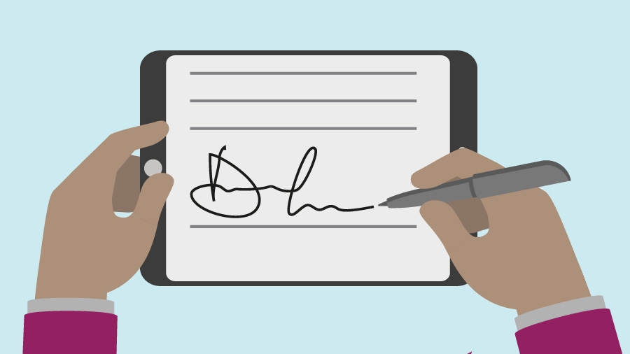 Digitally signing a document on a tablet device Digitally signing a document on a tablet device
