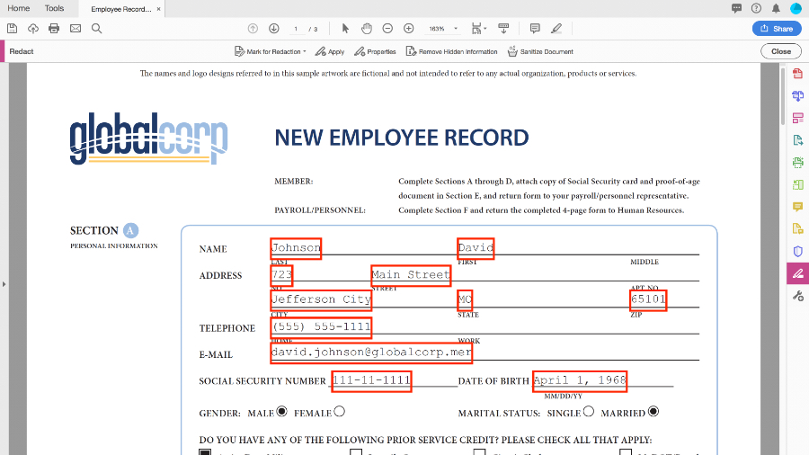 how to redact a pdf form