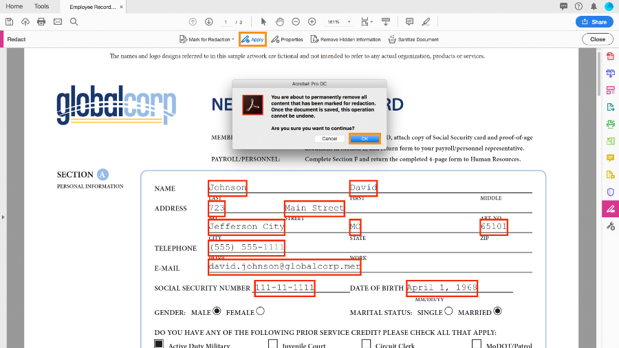 redact in adobe acrobat pro dc