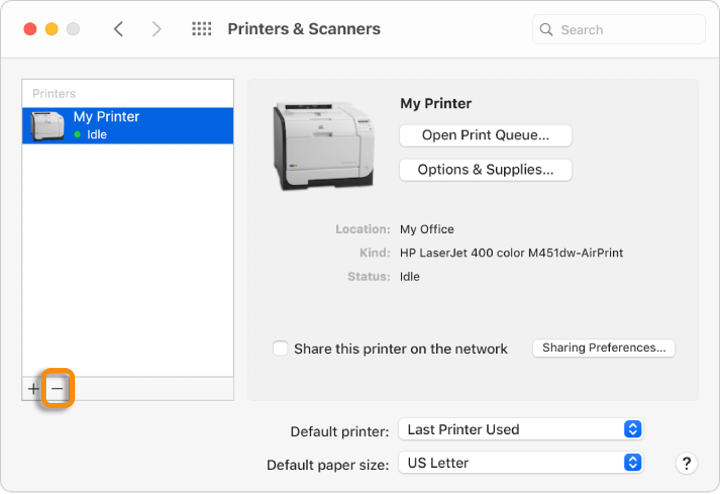 mac system preferences crashes printers & scanners