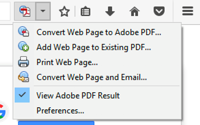 Enable Create PDF extension for Mozilla Firefox, Adobe Acrobat