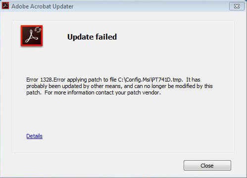 adobe acrobat reader dc update failed