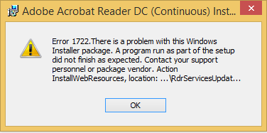 adobe acrobat pro dc install fails