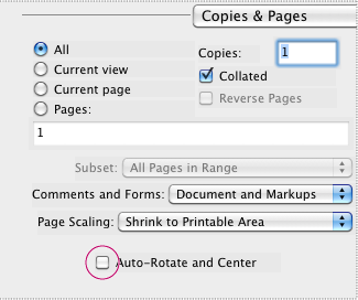Print horizontal or vertical pages using Acrobat or Reader