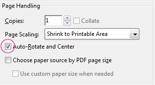 Print horizontal or vertical pages using Acrobat or Reader
