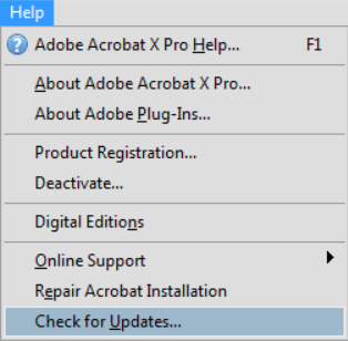 Choose Help, Check for Updates