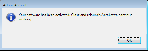 Activation confirmation dialog box