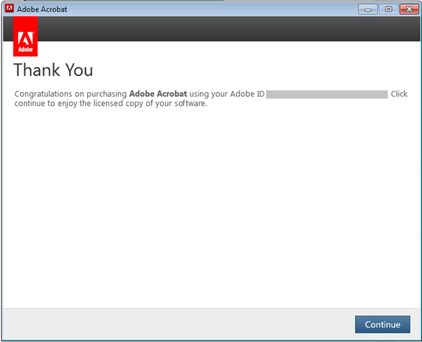 Thank You dialog box