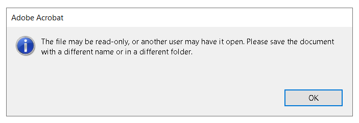 Error On Saving Pdf In Acrobat Dc On Windows 10