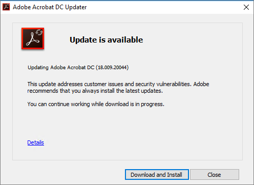 adobe acrobat dc manual update download