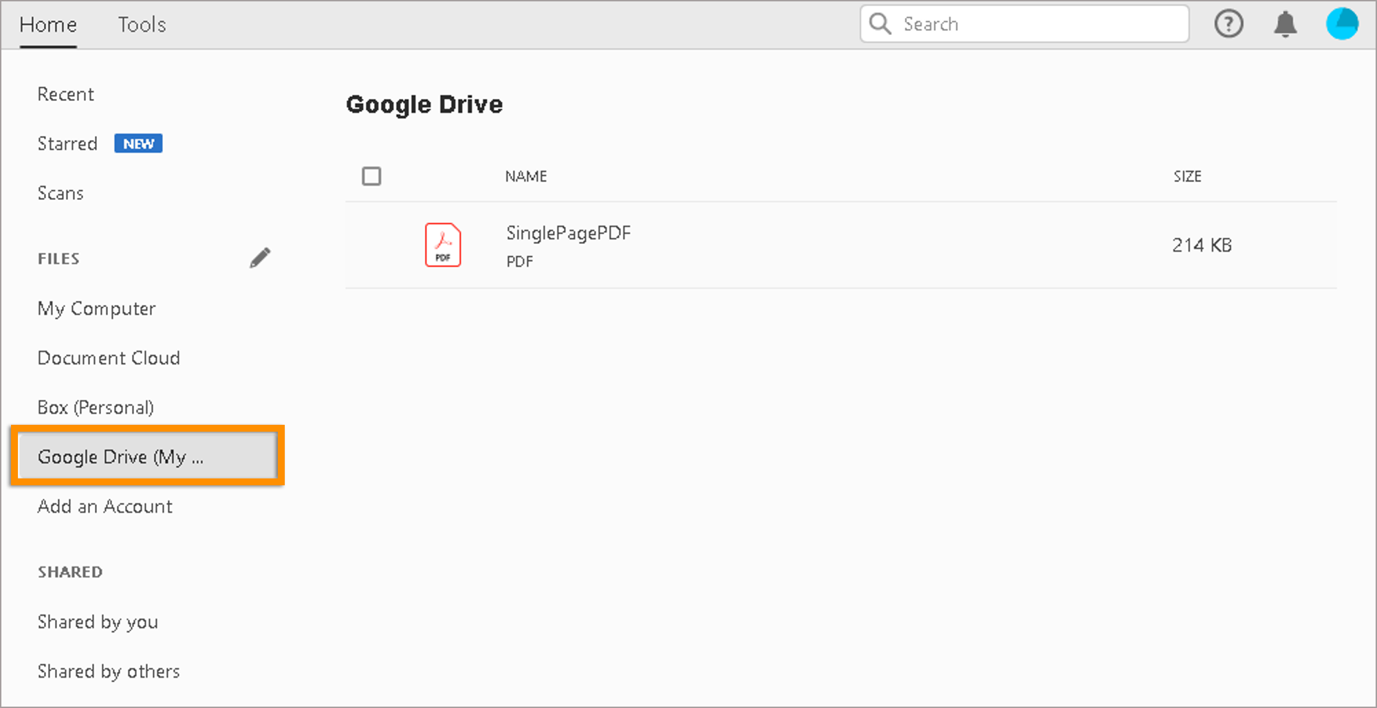 Access your Google Drive files in Acrobat