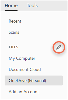 Edit button for online accounts