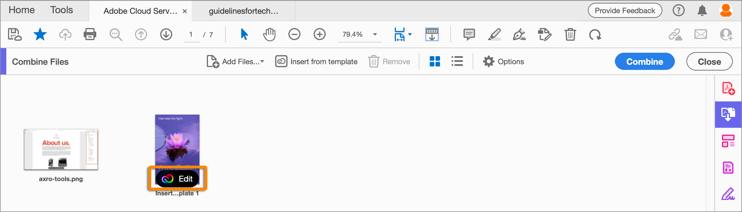 Edit the added template