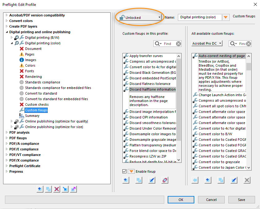 Correcting problem areas with the Preflight tool (Acrobat Pro)