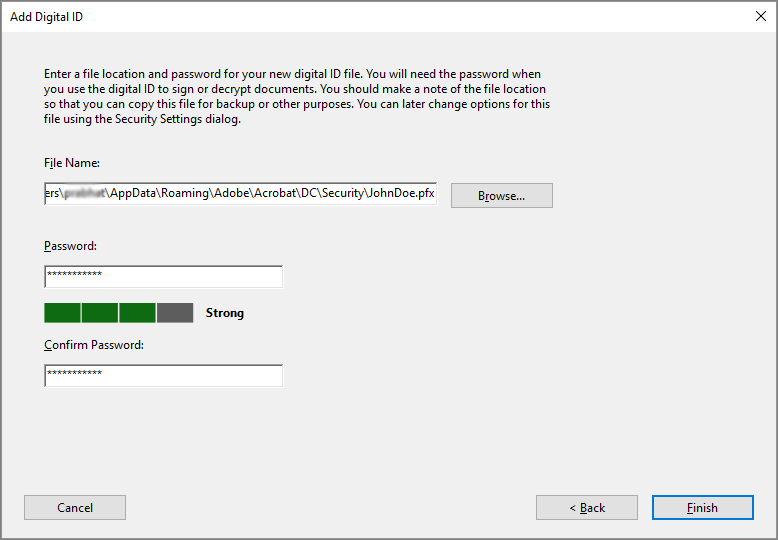 Adobe Manage Digital IDs Impeller