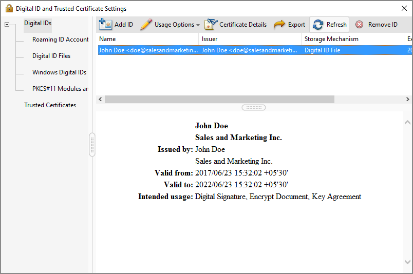 Manage Digital IDs in Acrobat