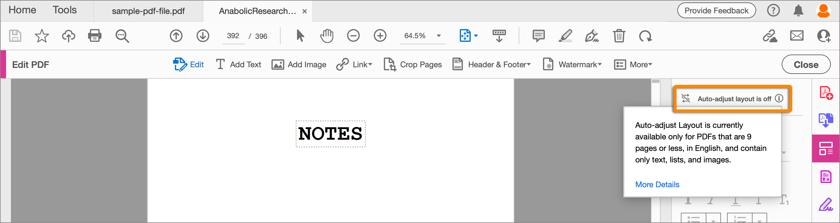 Auto-adjust layout off