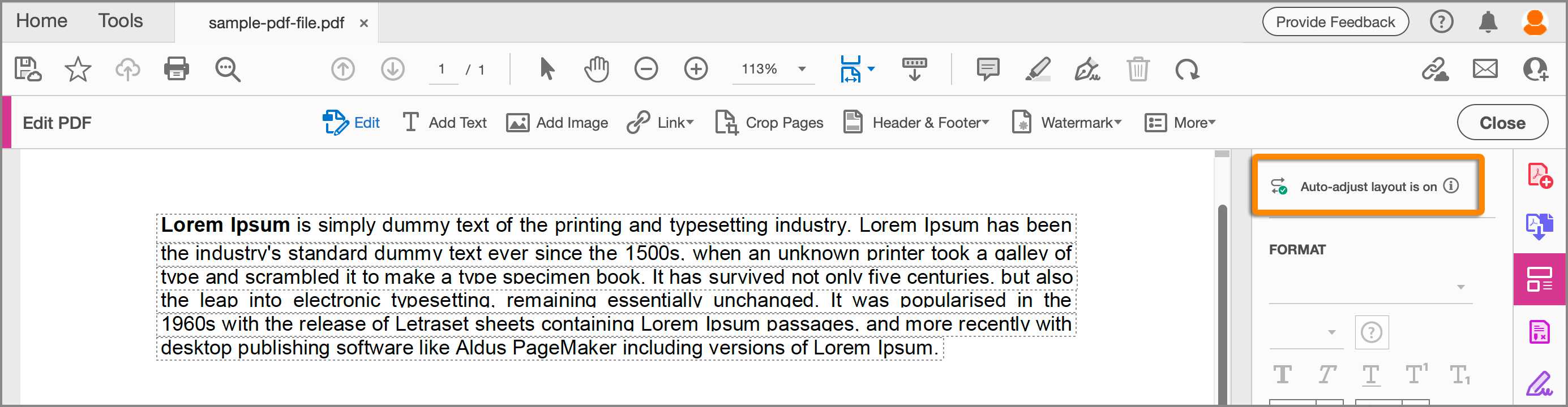 Auto-adjust mode turned on