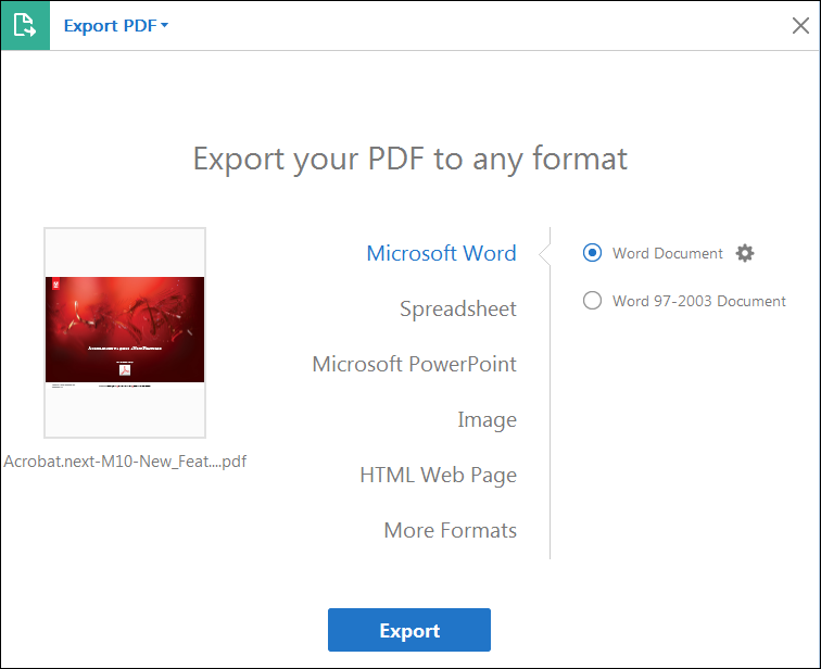 adobe acrobat export pdf to image same size