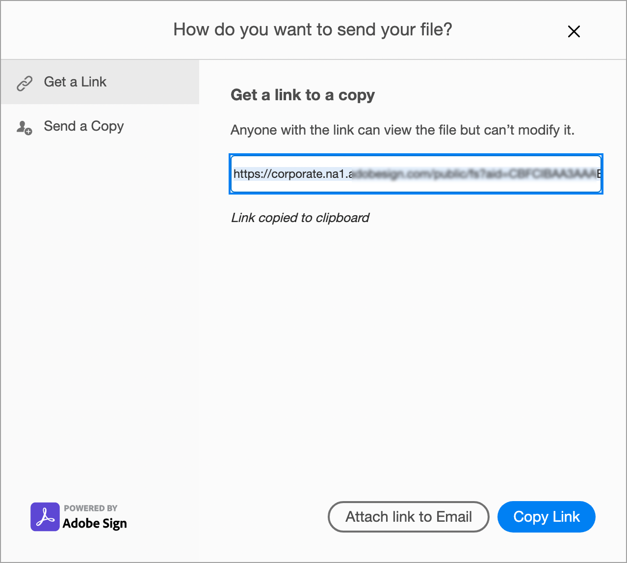 Copy link or attach to email